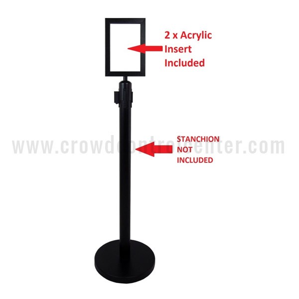 Sign Mount + Premium Sign Frame w/ Portrait 8" x 11" in BLK Powder Coated finish (Fit 3" Diameter Stanchion Tube)