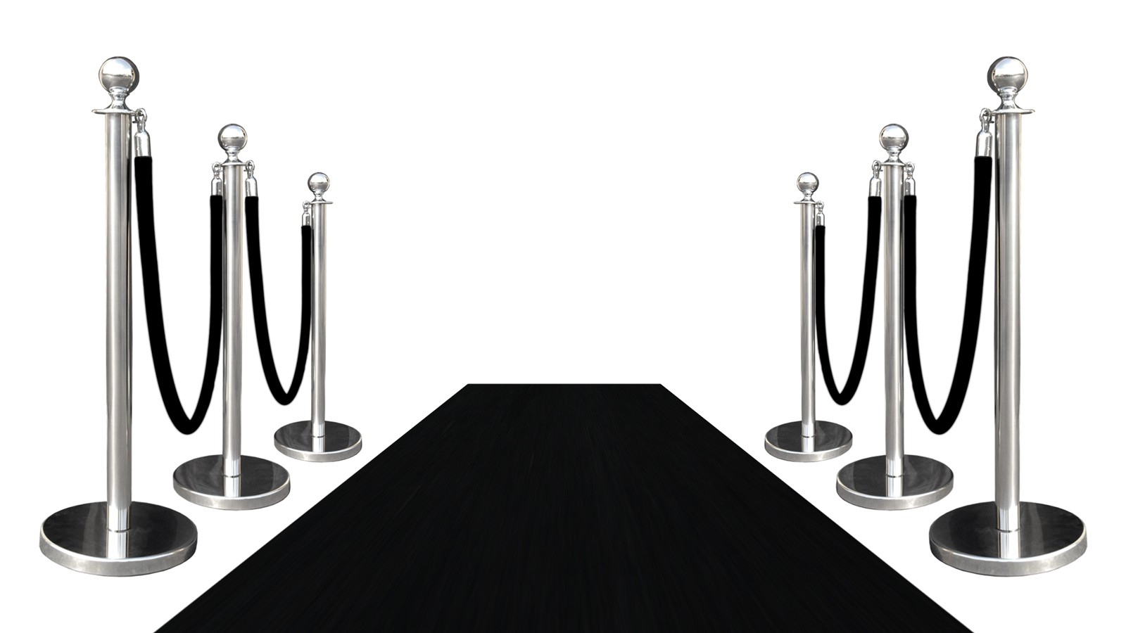VIP Black Carpet Combo Special (6 Mirror Posts + 4 Black Ropes + 1-3' x 10' Black Carpet) 