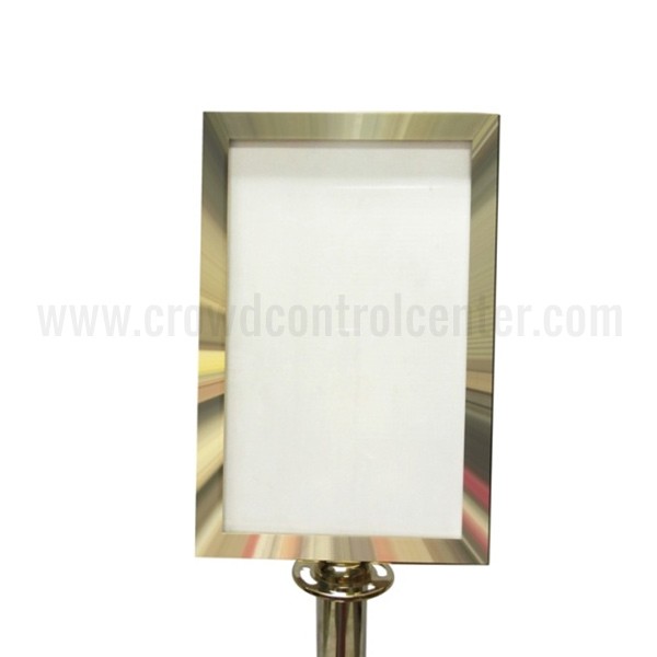 Decorative Rope Stanchion Sign Mount + Sign Frame w/Portrait 11" x 17" in GOLD finish