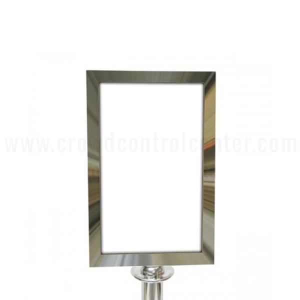 Decorative Rope Stanchion Sign Mount + Sign Frame w/Portrait 11" x 17" in Mirror finish