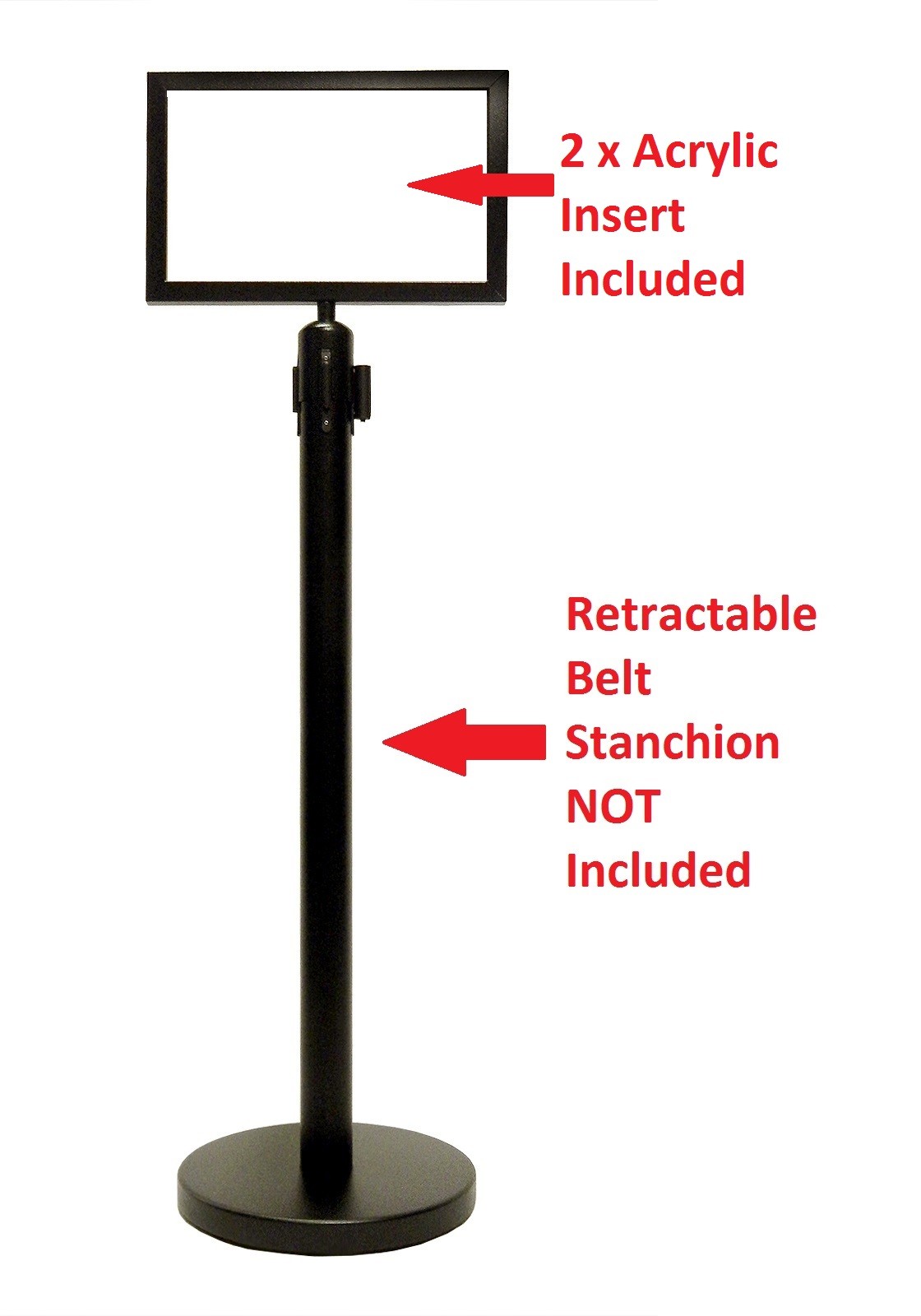 Sign Mount + Premium Sign Frame w/Landscape 17" x 11" in BLK Powder Coated finish (Fit 2.5" Diameter Stanchion Tube)