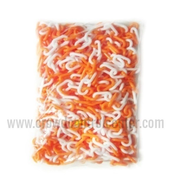 Plastic Chain Orange White 1.5" (6 mm) 50' Length