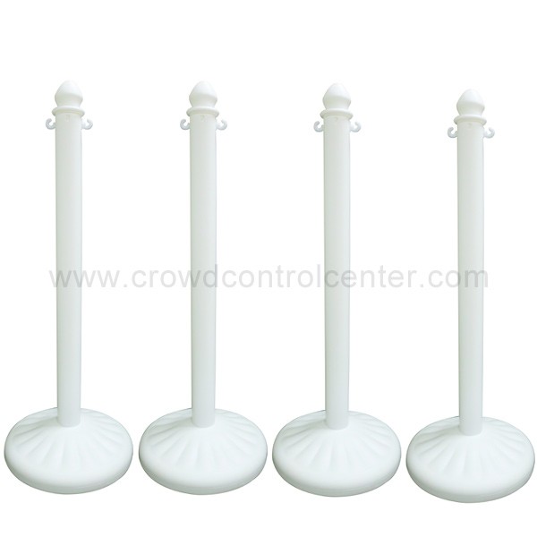 HEAVY DUTY PLASTIC STANCHION 4 PCS SET (WHITE)