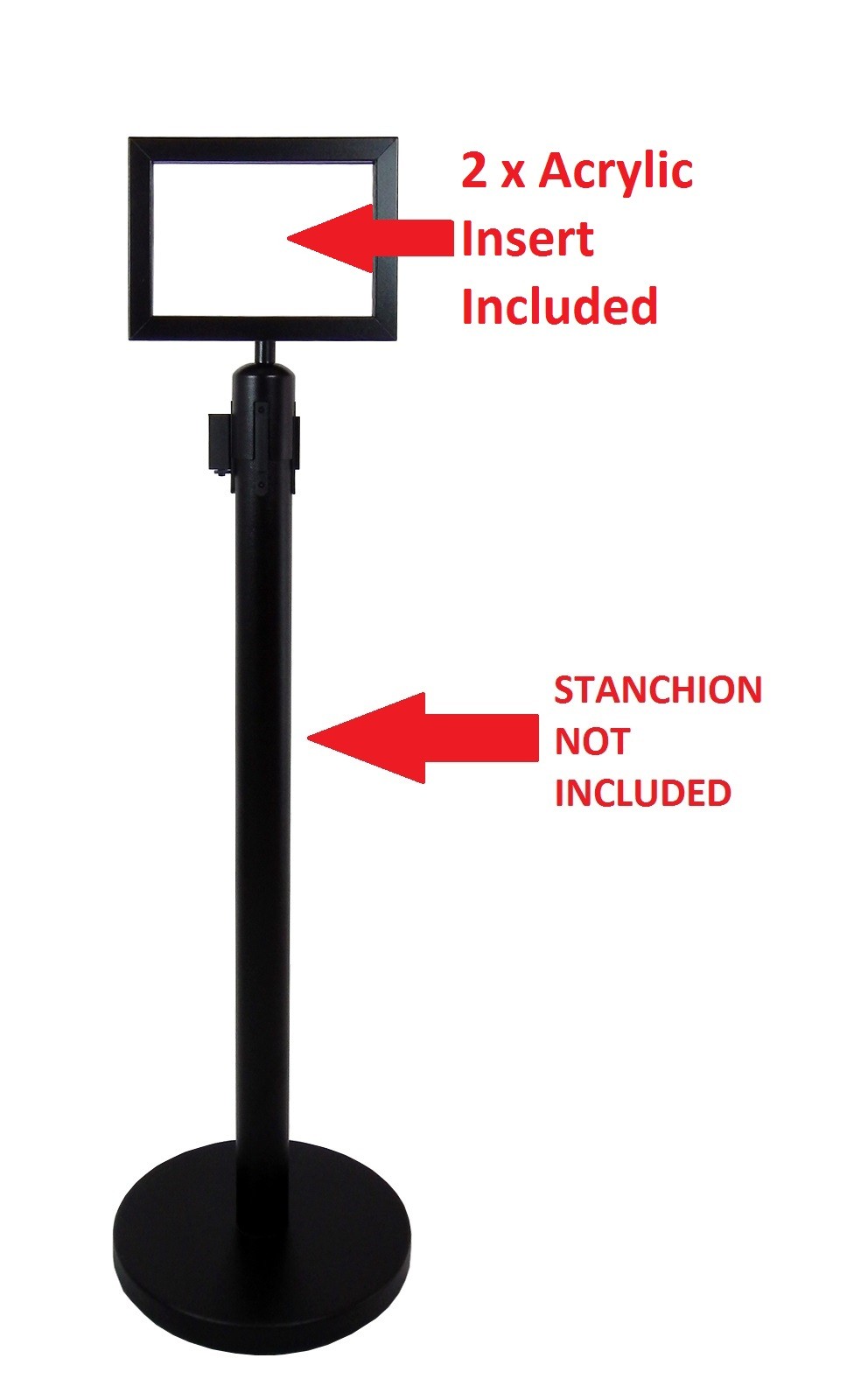 Sign Mount + Premium Sign Frame w/Landscape 11" x 8" in BLK Powder Coated finish (Fit 3" Diameter Stanchion Tube)