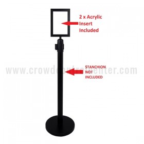 Sign Mount + Premium Sign Frame w/Portrait 8" x 11" in BLK Powder Coated finish (Fit 2.5" Diameter Stanchion Tube)