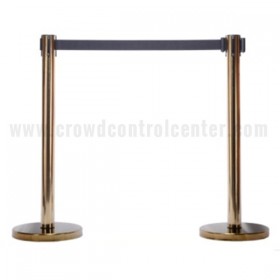 6 ECONOMY VERSION IN GOLD FINISH RETRACTABLE BELT STANCHIONS + 11