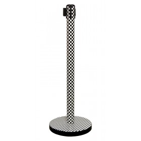 VIP Retractable Stanchion in Black Powder Coated Steel with Custom Wrap (Black, Red, Dark Blue Belt)