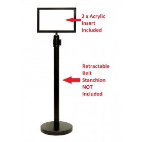 Sign Mount + Premium Sign Frame w/Landscape 17" x 11" in BLK Powder Coated finish (Fit 2.5" Diameter Stanchion Tube)