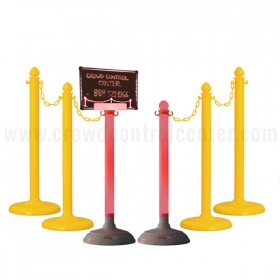 6 PCS LED COMBO SET (4 YELLOW PLASTIC STANCHIONS + 2 LED POSTS + LED BOARD + 50' CHAIN)