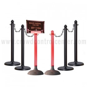 6 PCS LED COMBO SET (4 BLACK PLASTIC STANCHIONS + 2 LED POSTS + LED BOARD + 50' CHAIN)