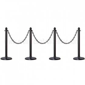 4 pcs C-Hook Black Plastic Stanchion + 32' Chain