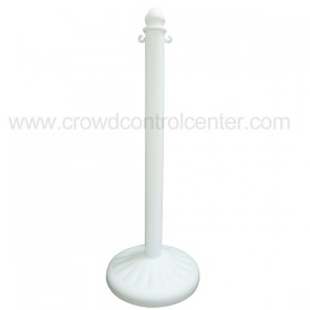 HEAVY DUTY PLASTIC STANCHION 4 PCS SET (WHITE) + 50' BLACK/YELLOW CHAIN