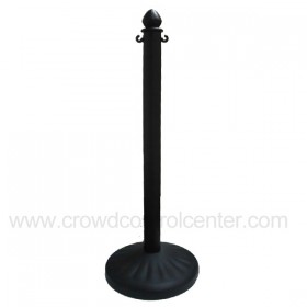 HEAVY DUTY PLASTIC STANCHION 4 PCS SET (BLACK) + 50' BLACK/YELLOW CHAIN