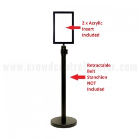 Sign Mount + Premium Sign Frame w/Portrait 11" x 17" in BLK Powder Coated finish (Fit 3" Diameter Stanchion Tube)