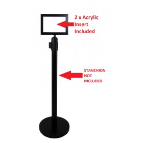 Sign Mount + Premium Sign Frame w/Landscape 11" x 8" in BLK Powder Coated finish (Fit 3" Diameter Stanchion Tube)
